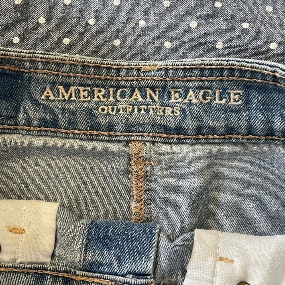 American Eagle Button Front Light Wash Jeans Skirt - image 4